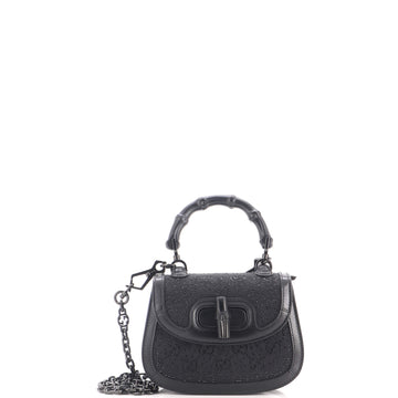 Gucci Bamboo 1947 Top Handle Bag Crystal Embellished GG Canvas Mini