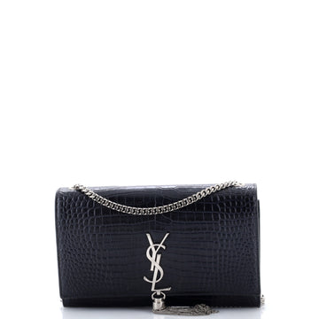 Classic Monogram Tassel Crossbody Bag Crocodile Embossed Leather Medium
