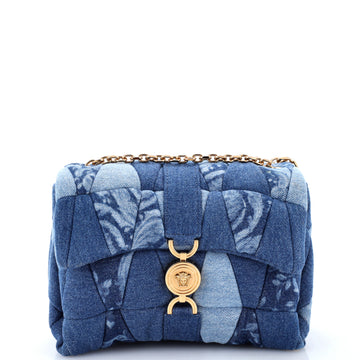 Versace Medusa Chain Flap Shoulder Bag Patchwork Denim
