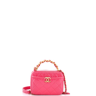 Chanel Pick Me Up Logo Handle Vanity Case Quilted Caviar Mini