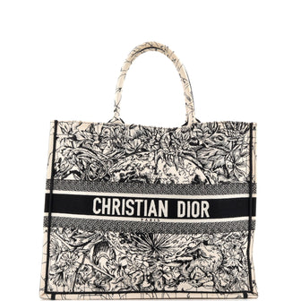 Christian Dior Book Tote Embroidered Canvas Large
