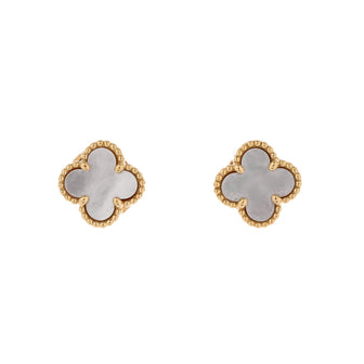 Van Cleef & Arpels Sweet Alhambra Stud Earrings 18K Yellow Gold and Mother of Pearl