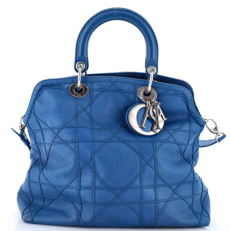 Christian Dior Granville Satchel Cannage Quilt Leather Medium