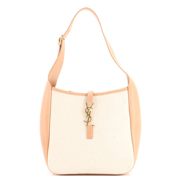 Saint Laurent Le 5 a 7 Supple Hobo Canvas and Leather Small