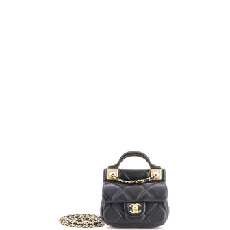 Chanel Lady Handle Flap Card Holder on Chain Quilted Calfskin