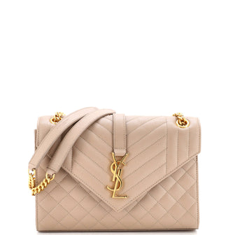 Saint Laurent Classic Monogram Envelope Satchel Mixed Matelasse Leather Medium