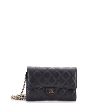Chanel Classic Flap Wallet Crossbody Bag Quilted Caviar Mini
