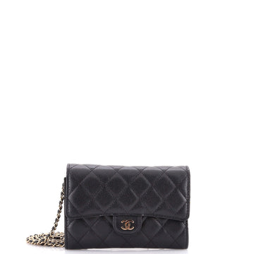 Chanel Classic Flap Wallet Crossbody Bag Quilted Caviar Mini