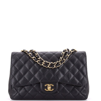 Chanel Classic Single Flap Bag Quilted Caviar Jumbo