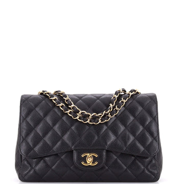 Chanel Classic Single Flap Bag Quilted Caviar Jumbo
