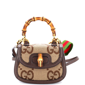Gucci Bamboo 1947 Top Handle Bag Jumbo GG Canvas Mini
