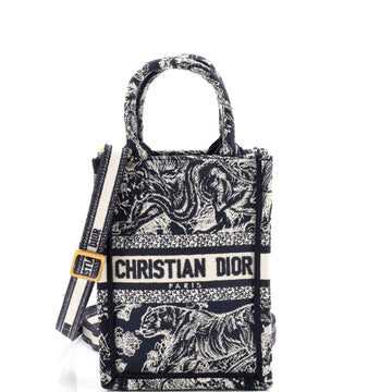 Christian Dior Book Tote Phone Bag Embroidered Canvas Mini