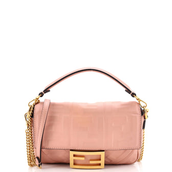 Fendi Baguette NM Bag Zucca Embossed Leather Mini