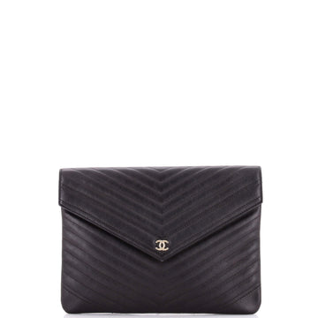 Chanel Statement Pouch Chevron Caviar Large