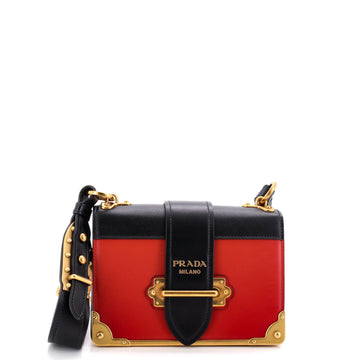 Prada Cahier Crossbody Bag Leather and Saffiano Leather Small