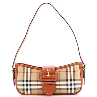 Burberry Buckle Sling Shoulder Bag Vintage Check Coated Canvas