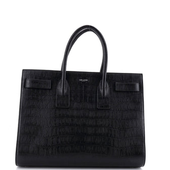 Saint Laurent Sac de Jour Bag Crocodile Embossed Leather Medium