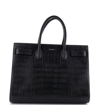 Saint Laurent Sac de Jour Bag Crocodile Embossed Leather Medium
