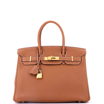 Hermes Birkin Handbag Brown Togo with Gold Hardware 30