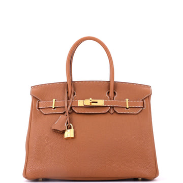 Hermes Birkin Handbag Brown Togo with Gold Hardware 30