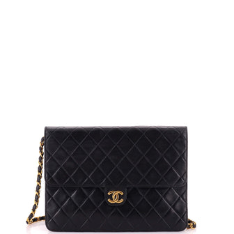 Chanel Vintage Clutch with Chain Quilted Leather Medium