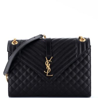 Saint Laurent Classic Monogram Envelope Satchel Mixed Matelasse Leather Large