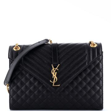 Saint Laurent Classic Monogram Envelope Satchel Mixed Matelasse Leather Large
