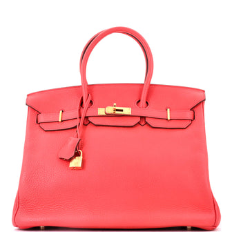 Hermes Birkin Handbag Pink Clemence with Gold Hardware 35