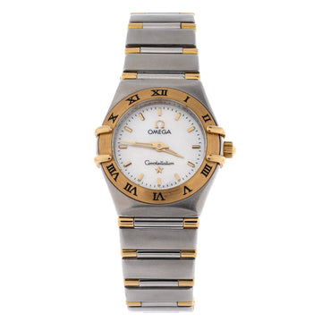 Omega Constellation Quartz Watch Stainless Steel and Rose Gold with Mother of Pearl 23