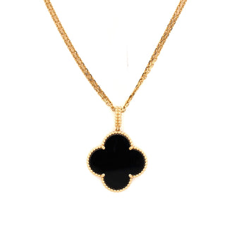 Van Cleef & Arpels Magic Alhambra Pendant Long Necklace 18K Yellow Gold and Onyx