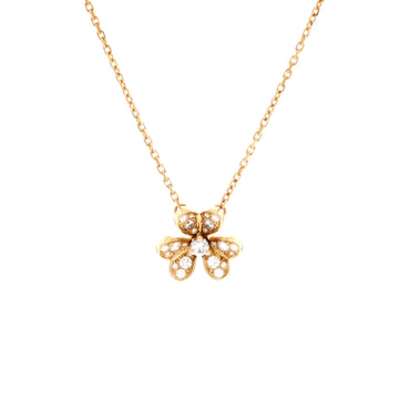Van Cleef & Arpels Frivole Pendant Necklace 18K Yellow Gold with Pave Diamonds Mini