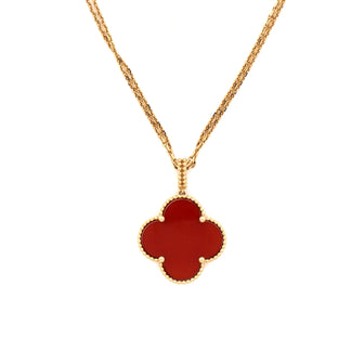 Van Cleef & Arpels Magic Alhambra Pendant Long Necklace 18K Yellow Gold and Carnelian