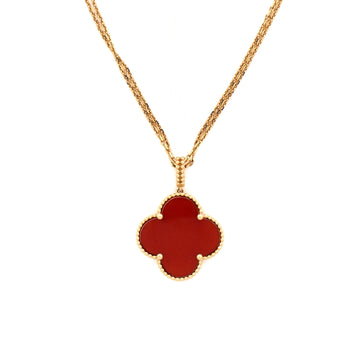 Van Cleef & Arpels Magic Alhambra Pendant Long Necklace 18K Yellow Gold and Carnelian