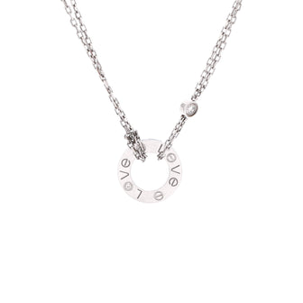 Cartier 2 Diamonds Love Pendant Necklace 18K White Gold with Diamonds