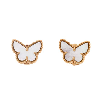 Van Cleef & Arpels Sweet Alhambra Butterfly Stud Earrings 18K Yellow Gold and Mother of Pearl