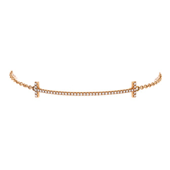 Tiffany & Co. T Smile Chain Bracelet 18K Rose Gold with Diamonds Medium