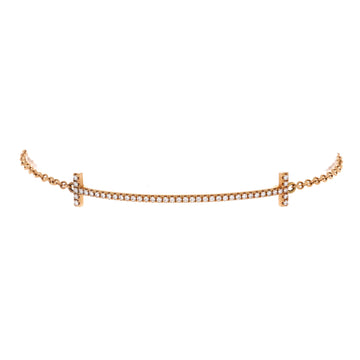 Tiffany & Co. T Smile Chain Bracelet 18K Rose Gold with Diamonds Medium