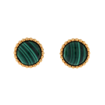 Van Cleef & Arpels Perlée Couleurs Stud Earrings 18K Yellow Gold and Malachite