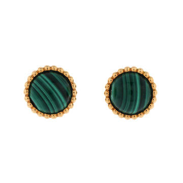 Van Cleef & Arpels Perlée Couleurs Stud Earrings 18K Yellow Gold and Malachite
