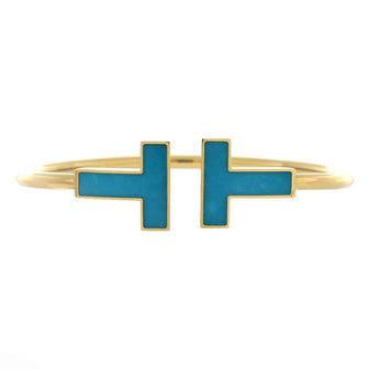 Tiffany & Co. T Wire Bracelet 18K Yellow Gold with Turquoise Wide