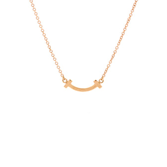 Tiffany & Co. T Smile Pendant Necklace 18K Rose Gold Mini