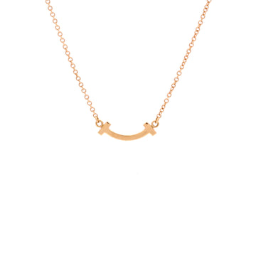 Tiffany & Co. T Smile Pendant Necklace 18K Rose Gold Mini