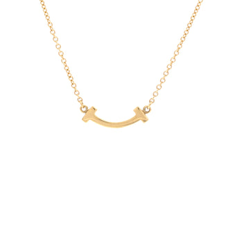Tiffany & Co. T Smile Pendant Necklace 18K Yellow Gold Mini