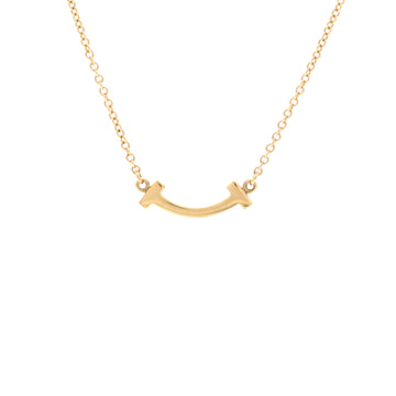 Tiffany & Co. T Smile Pendant Necklace 18K Yellow Gold Mini