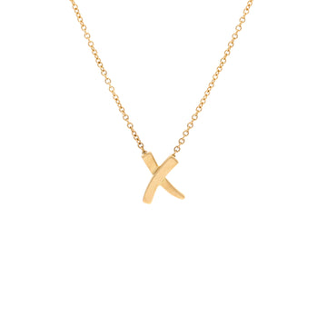Tiffany & Co. Paloma Picasso Graffiti X Pendant Necklace 18K Yellow Gold Small