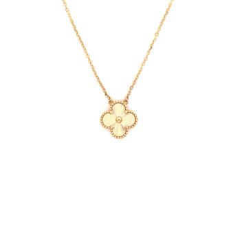 Van Cleef & Arpels Vintage Alhambra Pendant Necklace Guilloche 18K Yellow Gold