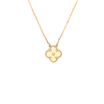 Van Cleef & Arpels Vintage Alhambra Pendant Necklace Guilloche 18K Yellow Gold