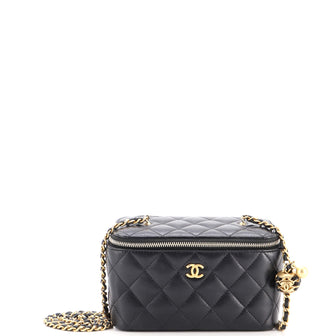 Chanel Pearl Crush Vanity Case with Chain Quilted Lambskin Small