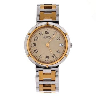 Hermes Clipper Quartz Watch Stainless Steel with Plated Metal 34