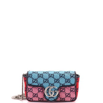 Gucci GG Marmont Flap Bag Diagonal Quilted GG Canvas Super Mini